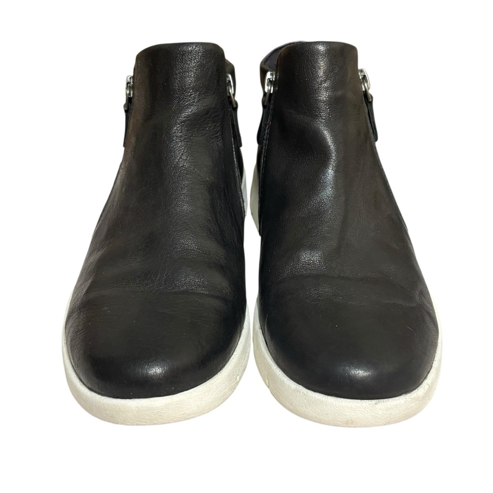 Johnston & Murphy sneakers black leather zip side J&M flex sole size 7.5 - Picture 3 of 8